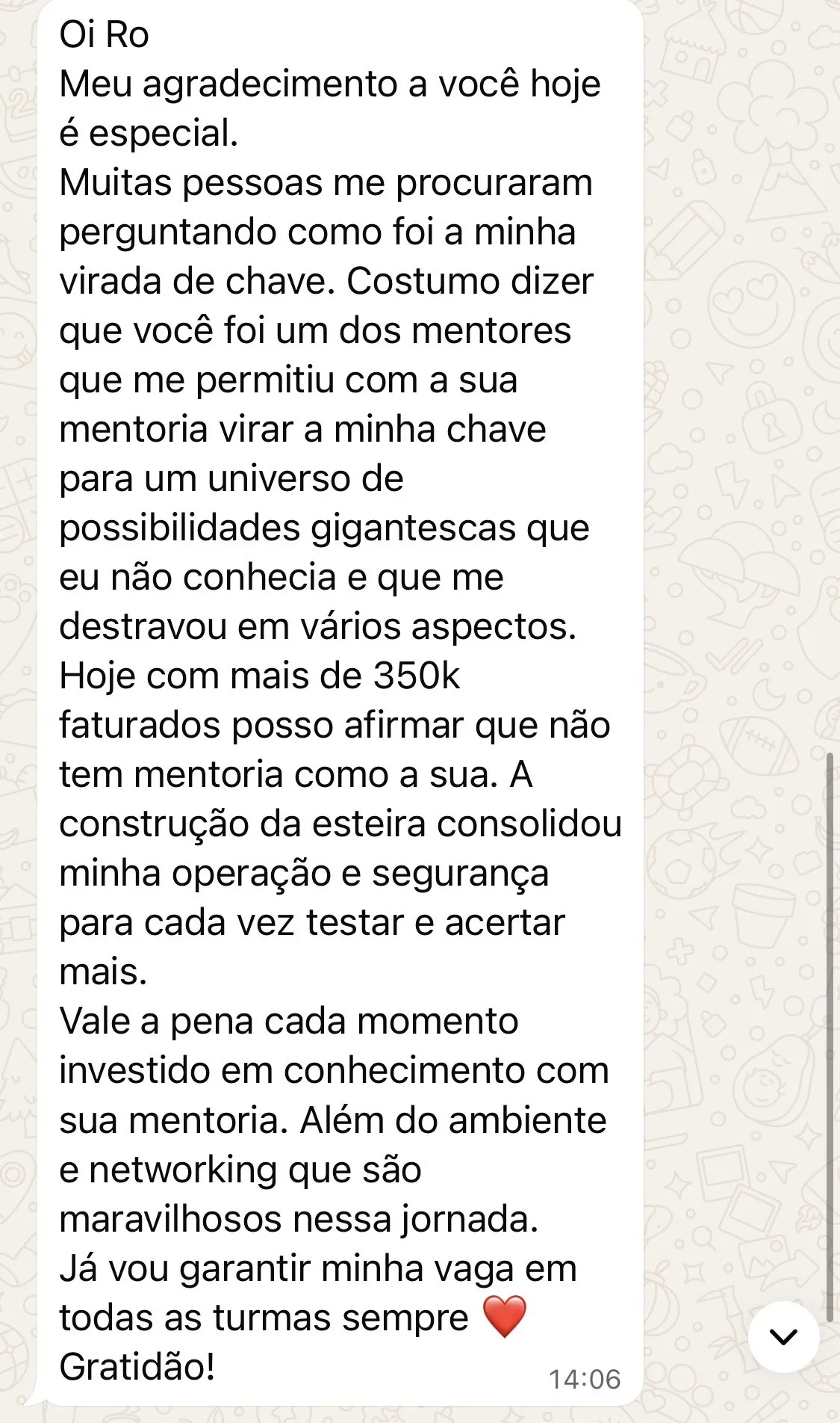Aluna relata mais de 350 mil reais faturados após estruturar sua esteira