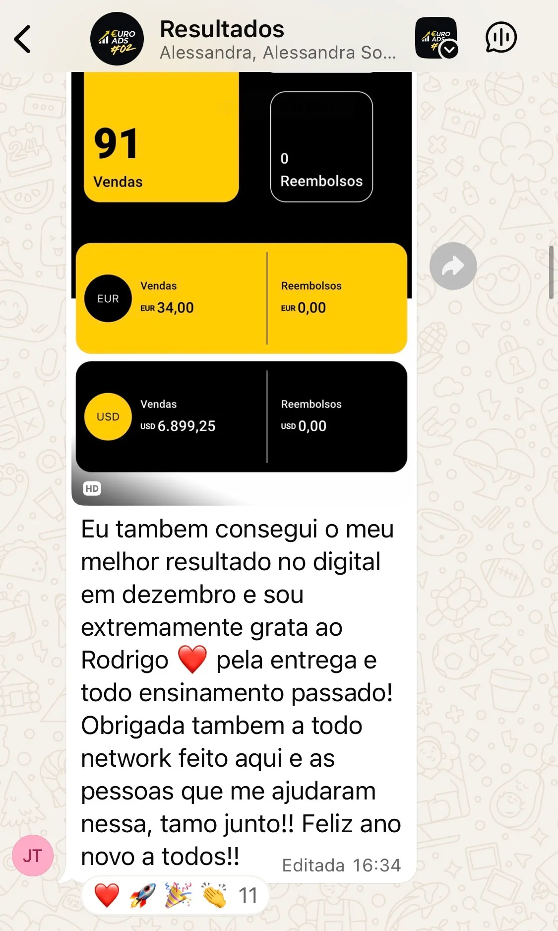 Aluna relata 91 vendas e seu melhor resultado no digital
